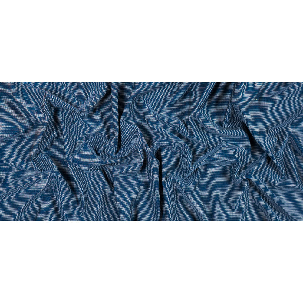 Steven Alan Insignia Blue and White Broken Pinstriped Rayon Shirting Full