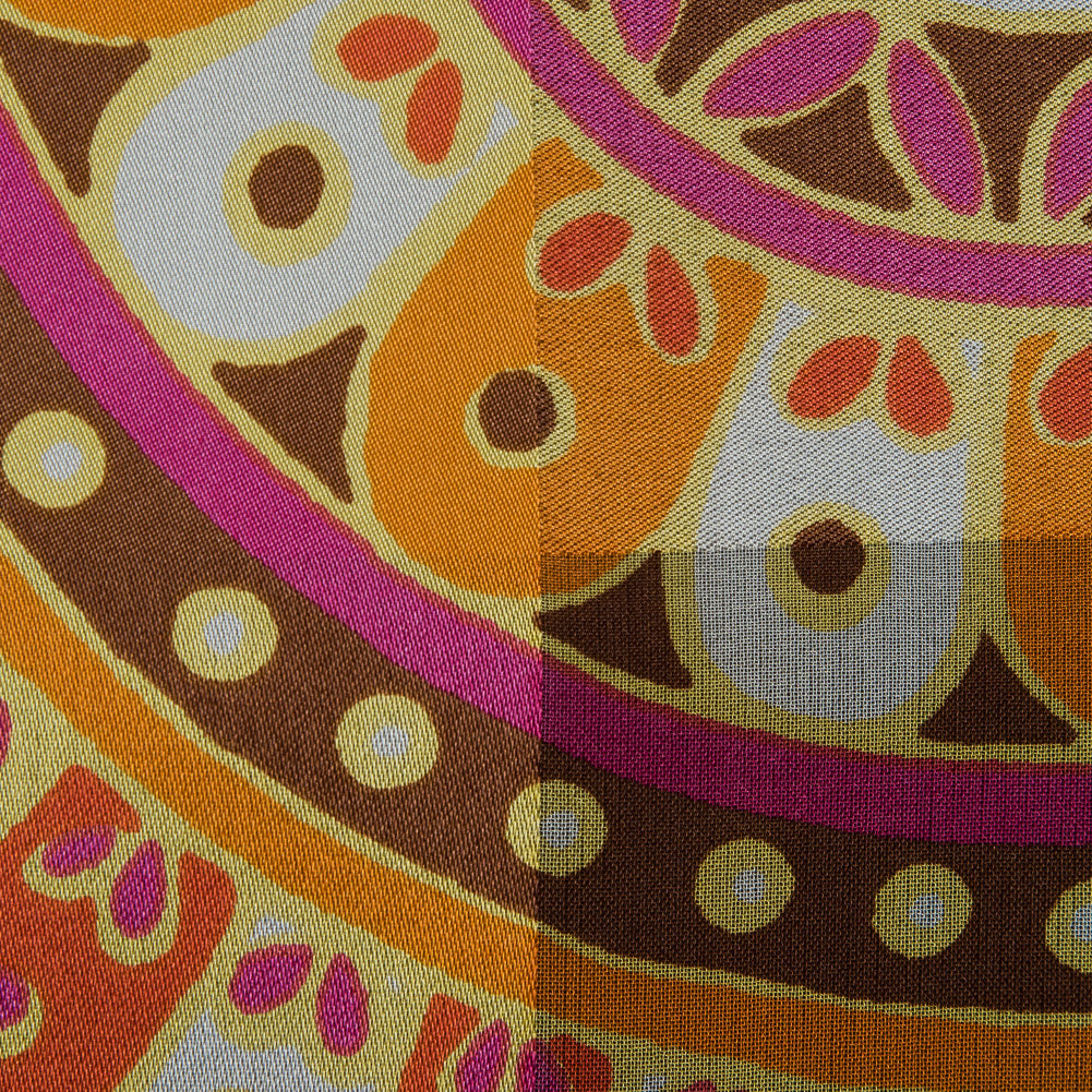 Famous NYC Designer Marigold and Magenta Printed Floral Panel - Full