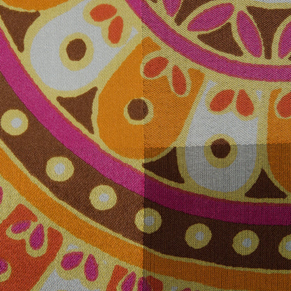 Famous NYC Designer Marigold and Magenta Printed Floral Panel - Full
