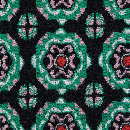 Famous NYC Designer Simply Green Medallion Wool Knit Detail