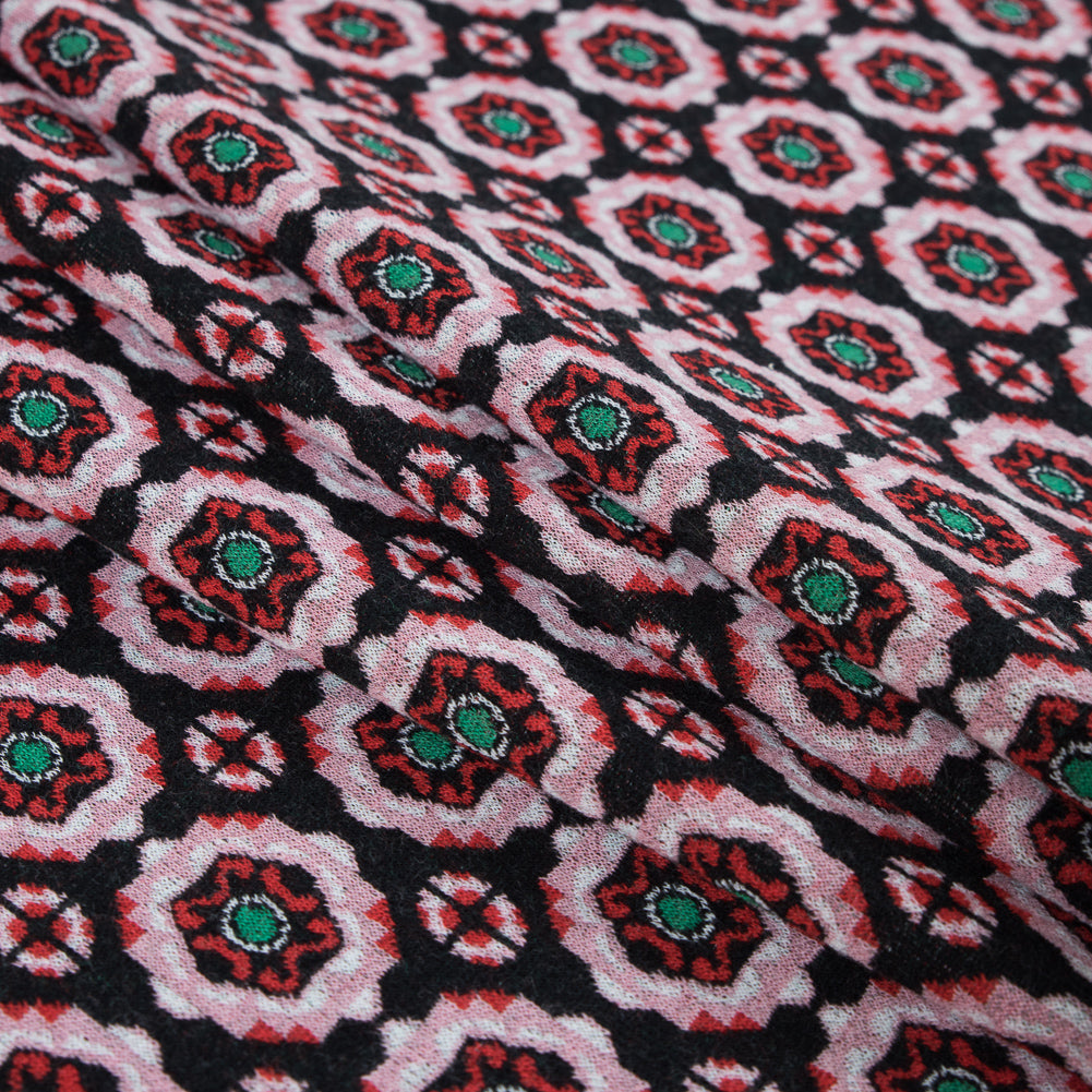 Famous NYC Designer Orchid Pink Medallion Wool Knit - Folded