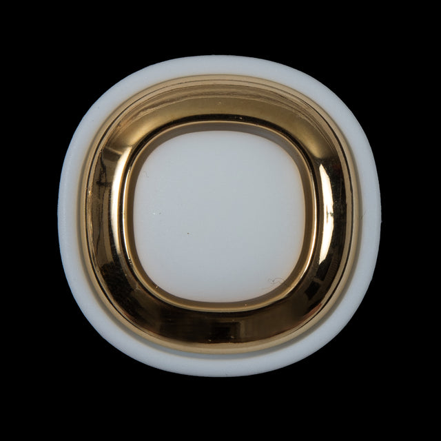 White and Gold 2-Piece Plastic Button - 48L/30.5mm