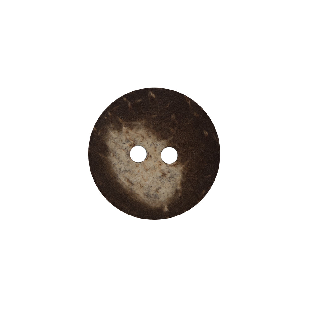 Brown Wooden Two-Hole Button - 28L/18mm Detail