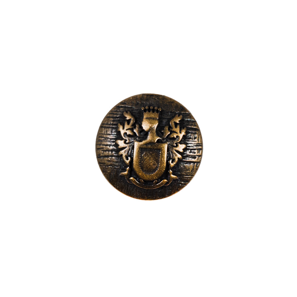 Antique Gold Coat of Arms Crest Metal Button - 24L/15mm