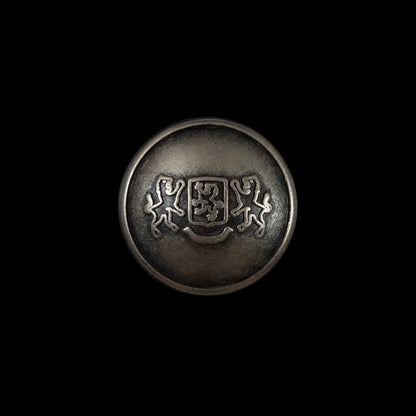 Silver Double Lion Crest Metal Button - 28L/18mm