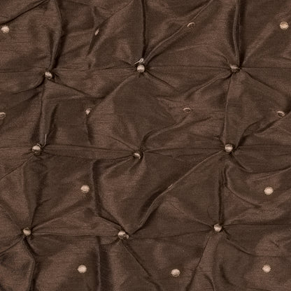 Desert Palm and Gold Pintucked Polyester Shantung