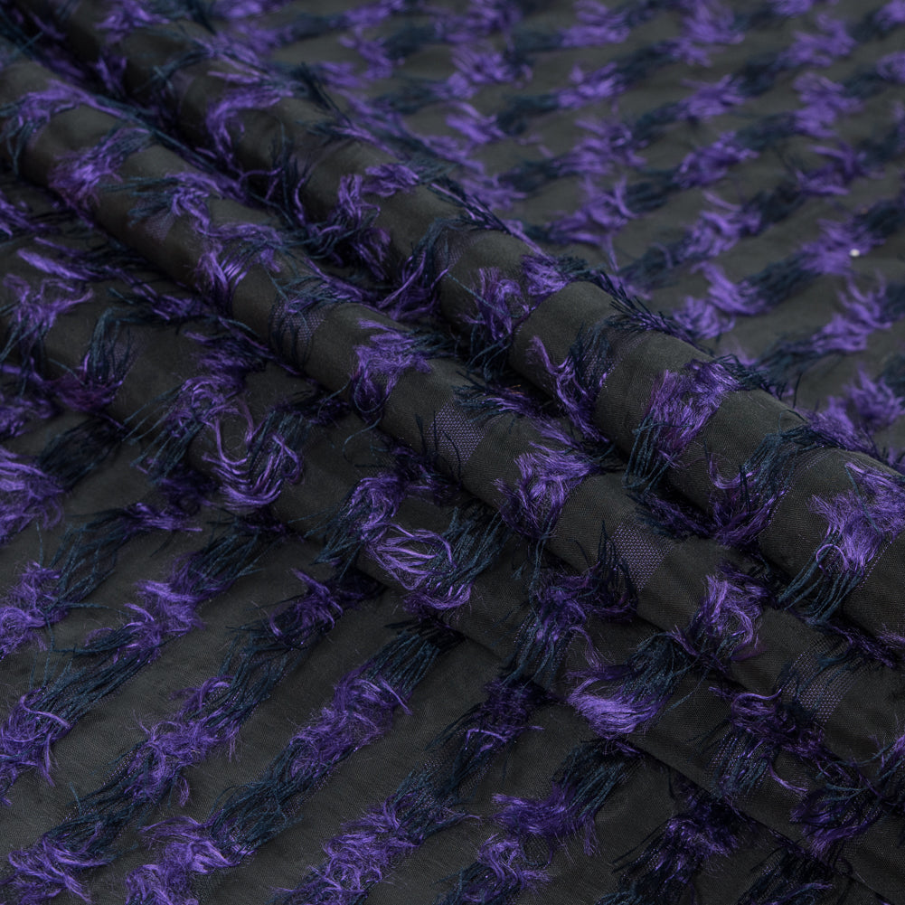 Meadow Violet and Black Striped Peek-a-Boo Polyester Woven Folded