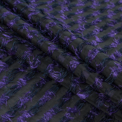 Meadow Violet and Black Striped Peek-a-Boo Polyester Woven Folded