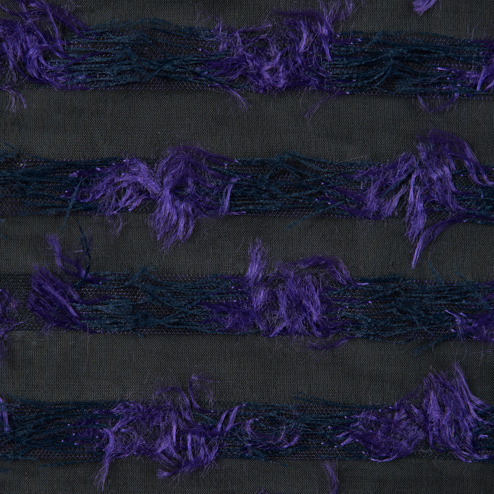 Meadow Violet and Black Striped Peek-a-Boo Polyester Woven Detail