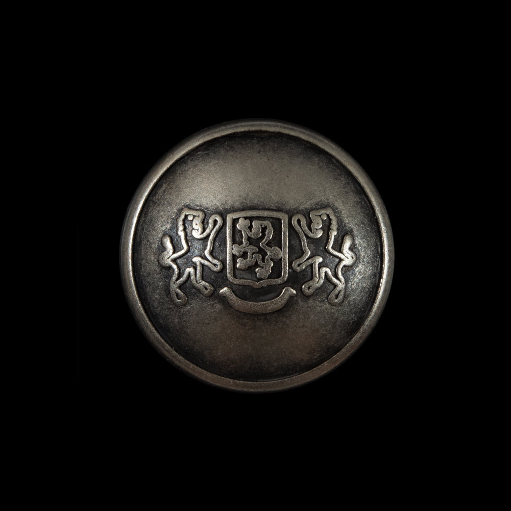 Silver Double Lion Crest Metal Button - 36L/22mm