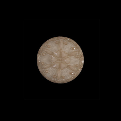 Ivory Cream Textured Floral Shank-Back Button - 24L/15mm