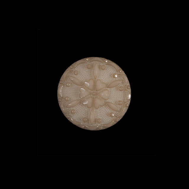 Ivory Cream Textured Floral Shank-Back Button - 24L/15mm
