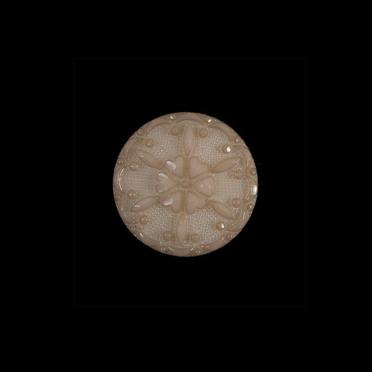 template--25130090922057__main-Ivory Cream Textured Floral Shank-Back Button - 24L/15mm