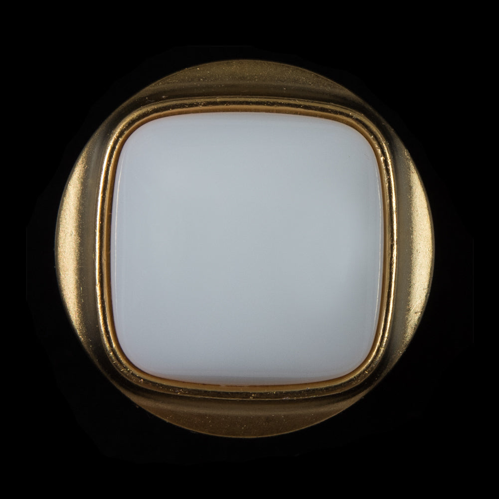White and Gold Plastic Shank-Back Button - 50L/32mm