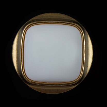 White and Gold Plastic Shank-Back Button - 50L/32mm