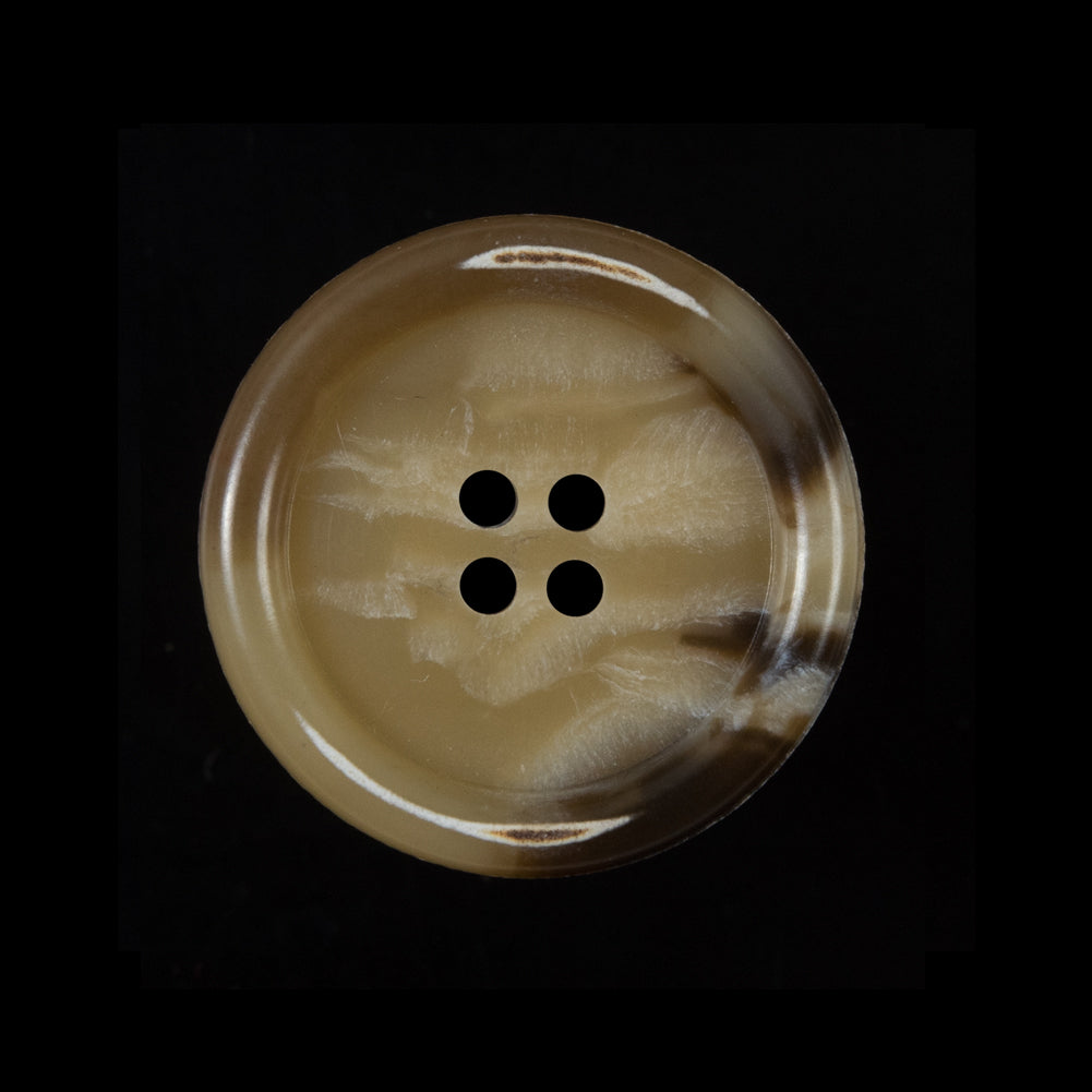 Beige and Brown Rimmed Plastic Button - 40L/25.5mm