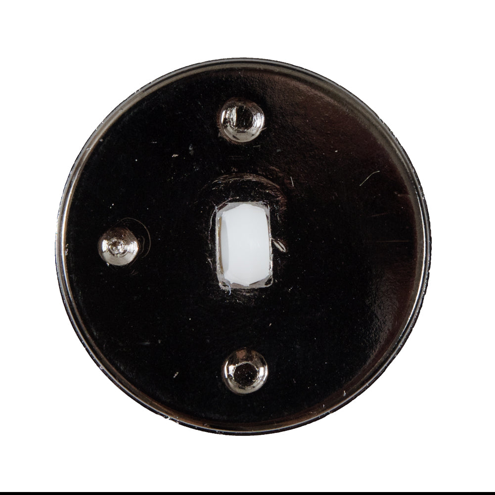 White and Gunmetal Plastic Shank-Back Button - 50L/32mm - Detail