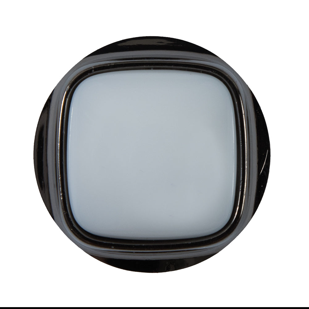 White and Gunmetal Plastic Shank-Back Button - 50L/32mm