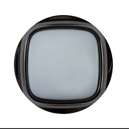 White and Gunmetal Plastic Shank-Back Button - 50L/32mm