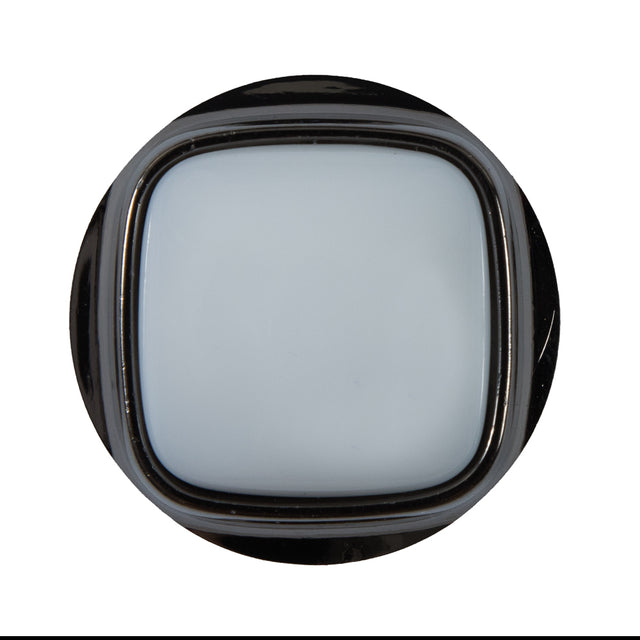 White and Gunmetal Plastic Shank-Back Button - 50L/32mm