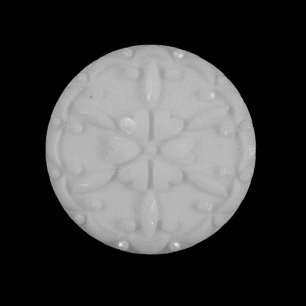 White Textured Floral Shank Back Button - 44L/28mm