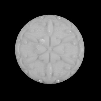 White Textured Floral Shank Back Button - 44L/28mm