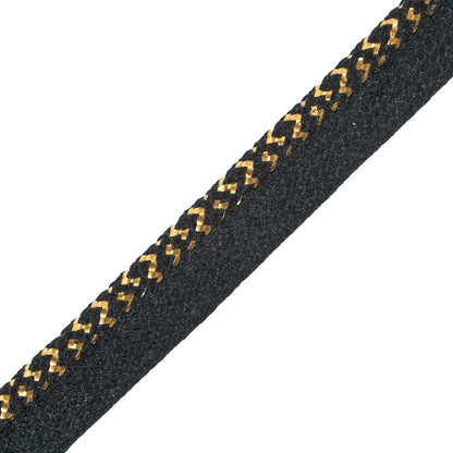 Metallic Gold and Black Braided Cord with Black Lip - 0.5" Detail