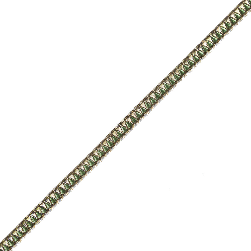 Arcadian Green and Gold Metallic Geometric Trimming - 0.5"