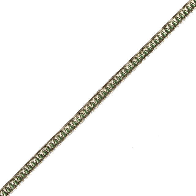 Arcadian Green and Gold Metallic Geometric Trimming - 0.5"
