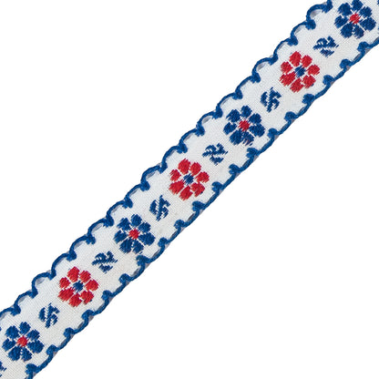 Red, White and Blue Cotton Floral Ribbon - 0.5" Detail