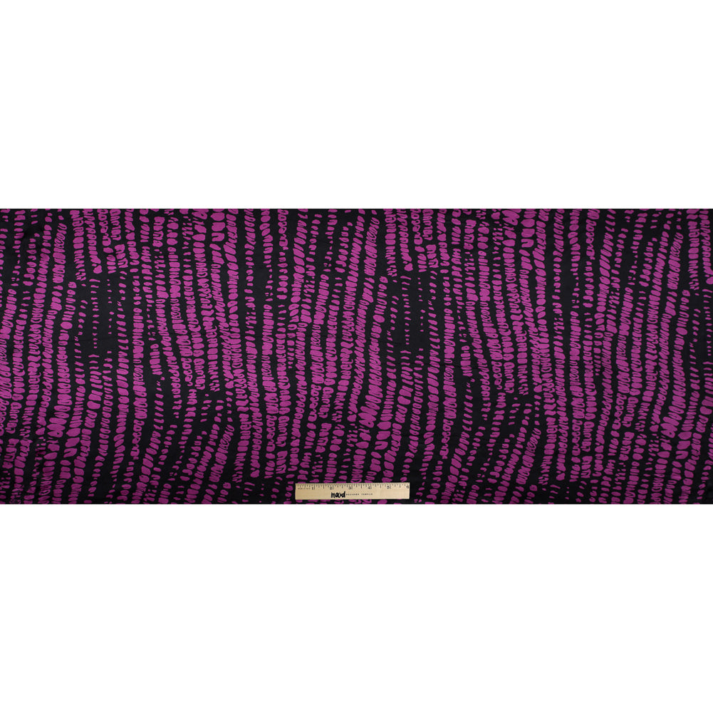 Black and Sangria Abstract Printed Silk Charmeuse - Folded