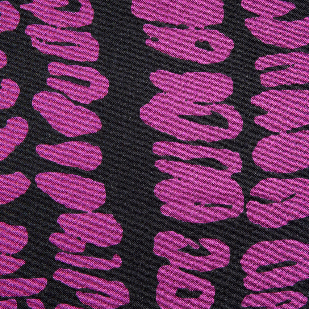 Black and Sangria Abstract Printed Silk Charmeuse - Full