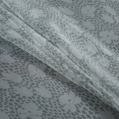 Gray Spotted Floral Silk Chiffon - Detail