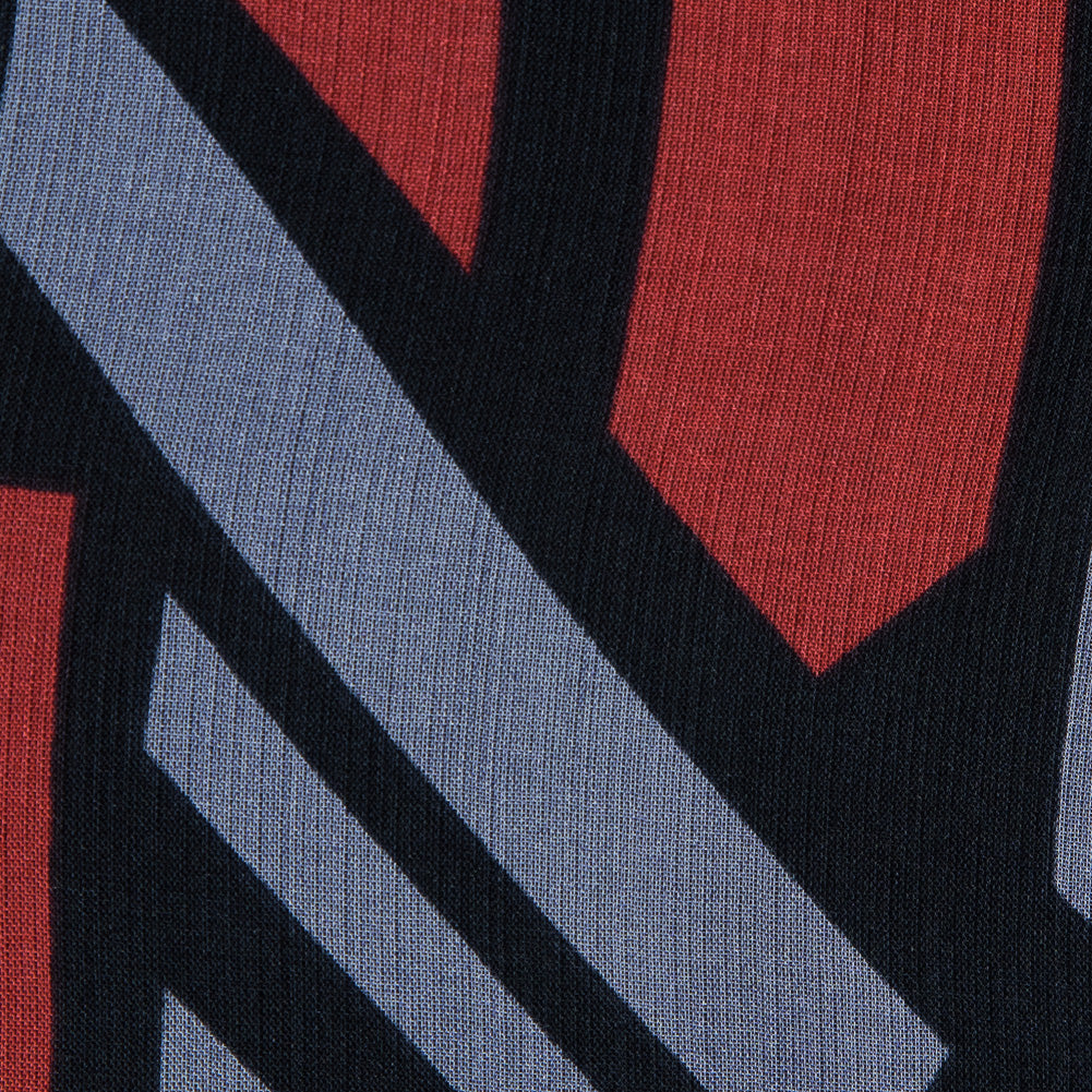 Red and Purple Geometric Printed Silk Chiffon Detail