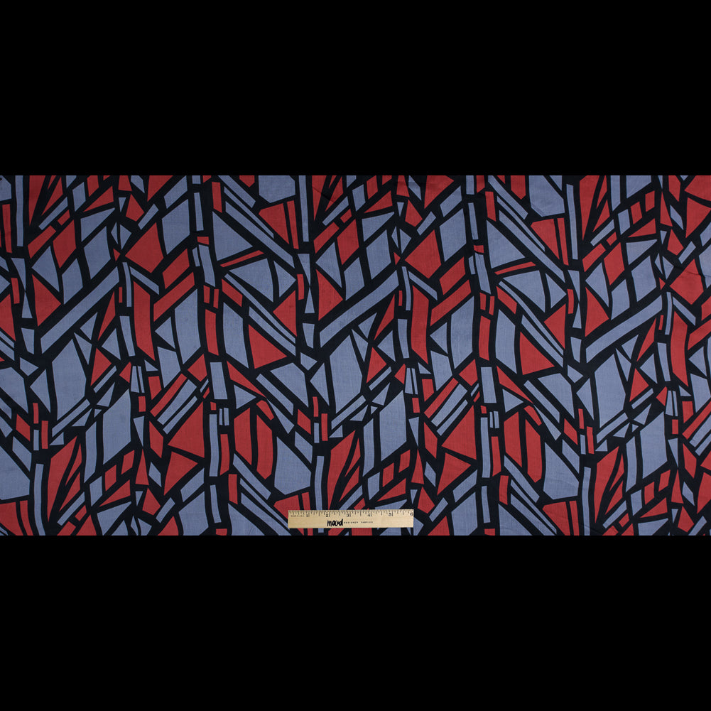 Red and Purple Geometric Printed Silk Chiffon Full