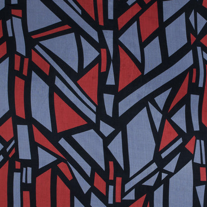 Red and Purple Geometric Printed Silk Chiffon