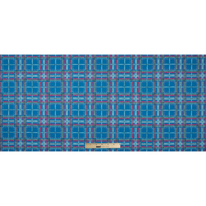 Blue and Pink Plaid Printed Stretch Cotton Sateen - Full