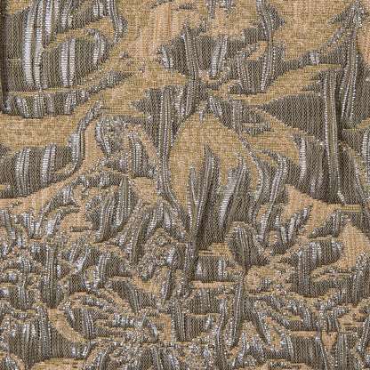 Metallic Gunmetal and Tan Abstract Floral Brocade/Jacquard Full