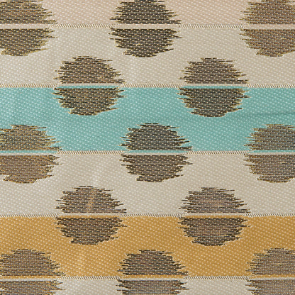 Aqua Sky, Ochre and Metallic Gold Polka Dotted and Striped Brocade Detail