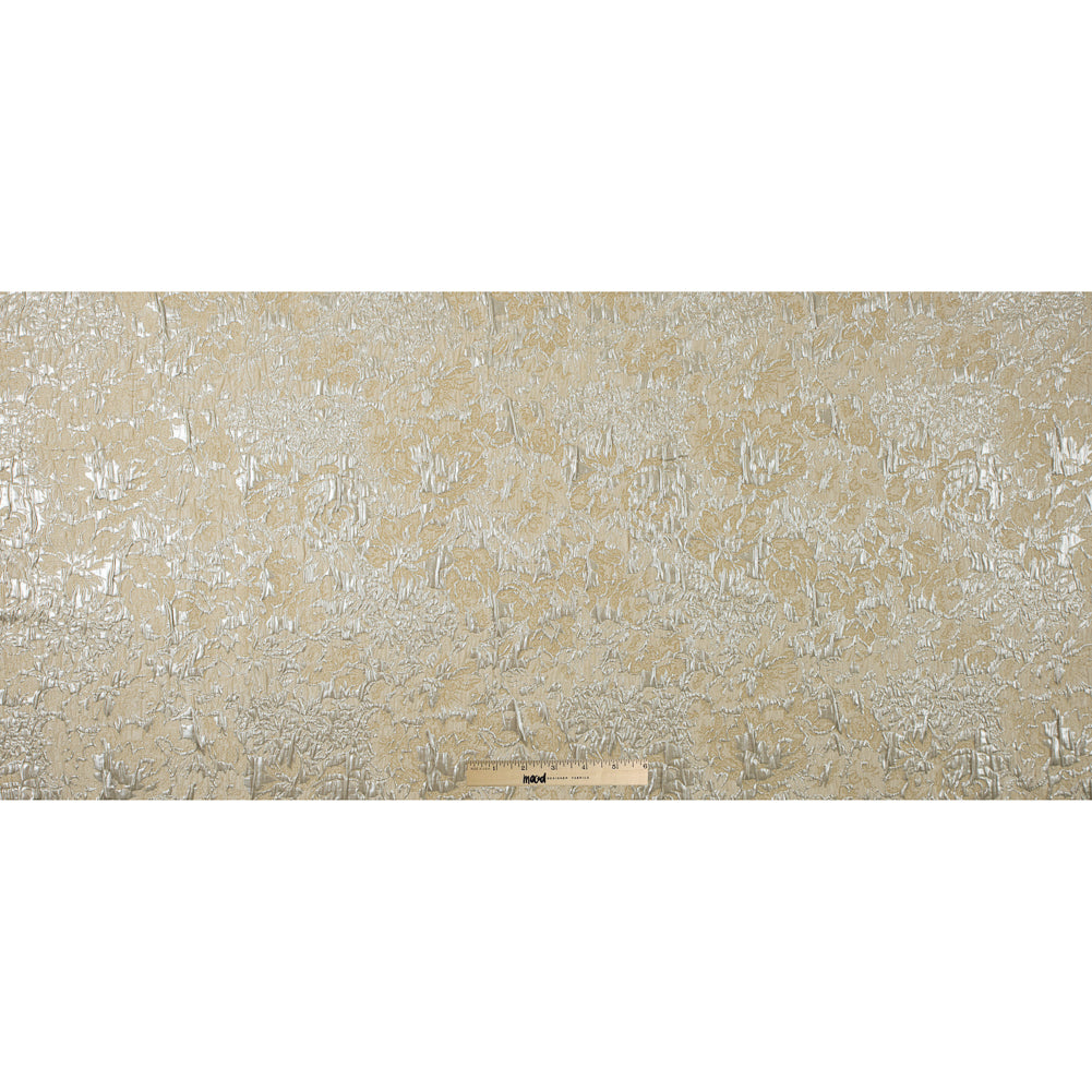 Metallic Silver and Sea Mist Abstract Floral Brocade/Jacquard Folded