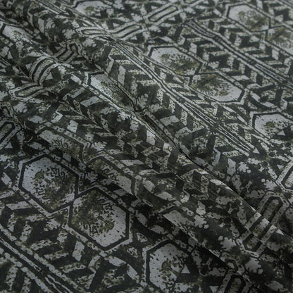 Rifle Green Tribal Printed Silk Chiffon Folded