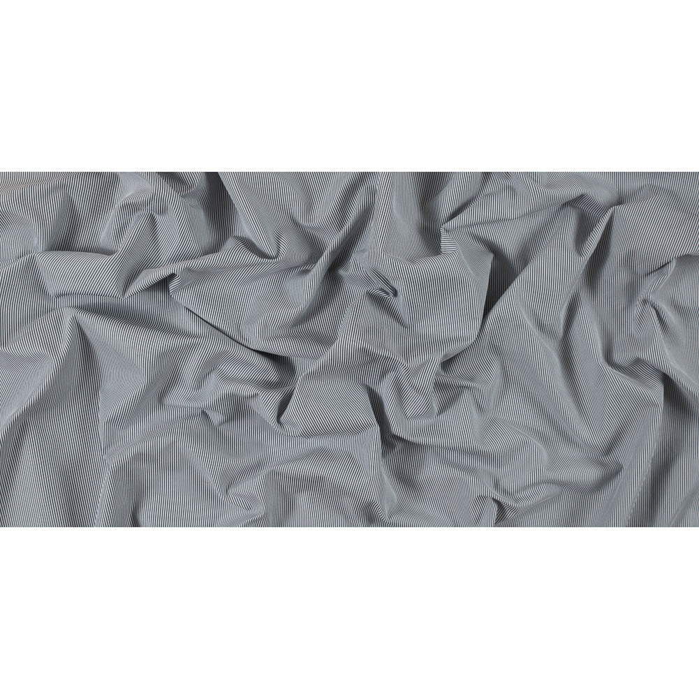 White and Cool Gray Striped Polyester Woven Full