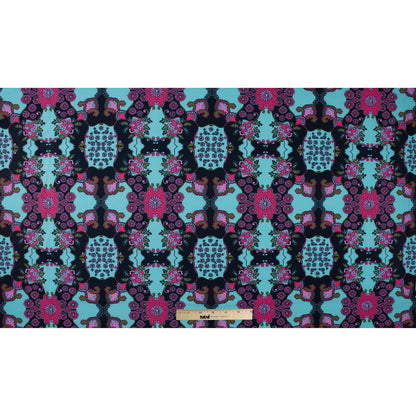 Pink and Green Floral Polyester Jersey Folded