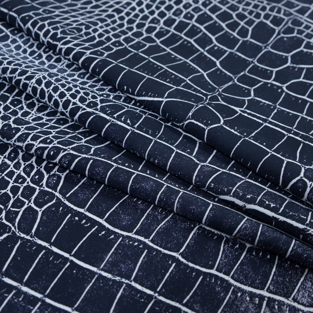 Navy Crocodile Caye UV Protective Compression Swimwear Tricot with Aloe Vera Microcapsules Folded