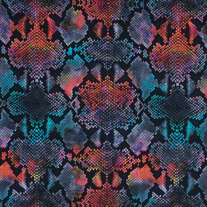 Compression Swimwear Tricot, UV Protective with Aloe Vera Microcapsules - Orange and Blue Python - Caye Collection