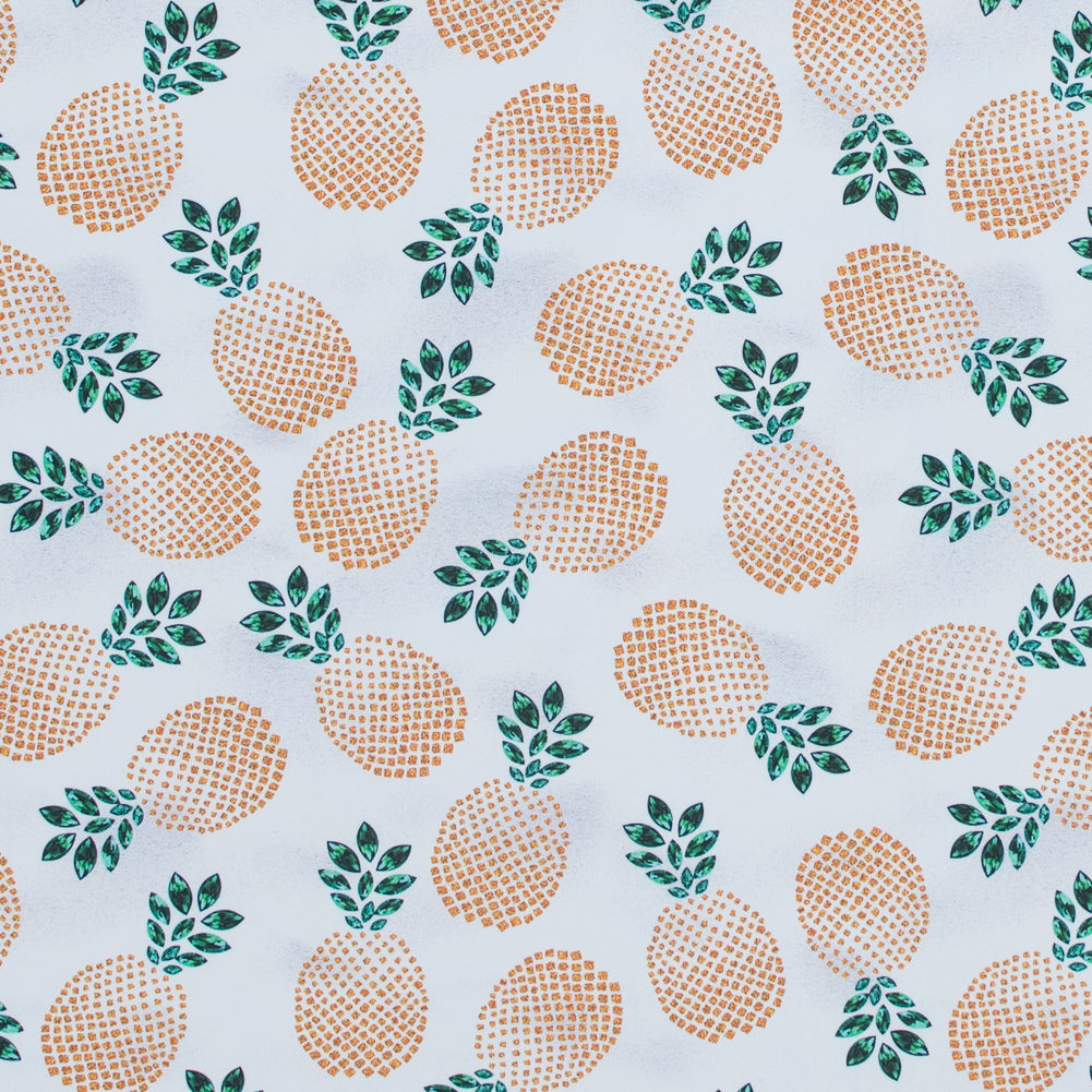 Compression Swimwear Tricot, UV Protective with Aloe Vera Microcapsules - White Pineapple - Caye Collection