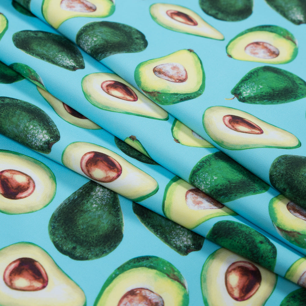 Compression Swimwear Tricot, UV Protective with Aloe Vera Microcapsules - Aqua Avocados - Caye Collection Detail
