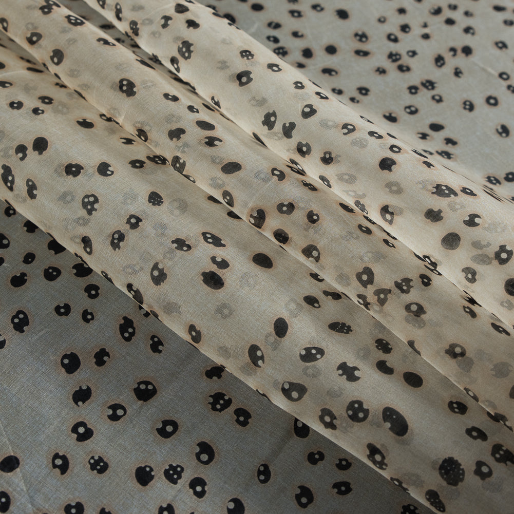 Beige and Black Spotted Silk Organza Folded