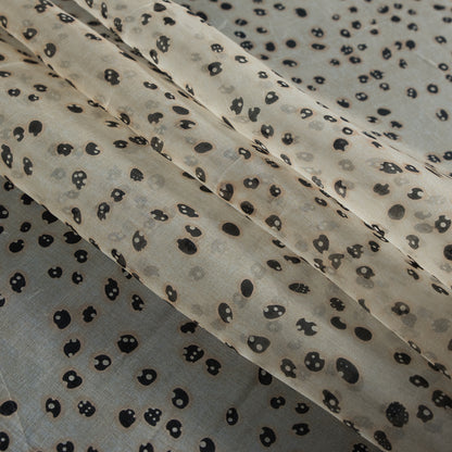 Beige and Black Spotted Silk Organza Folded