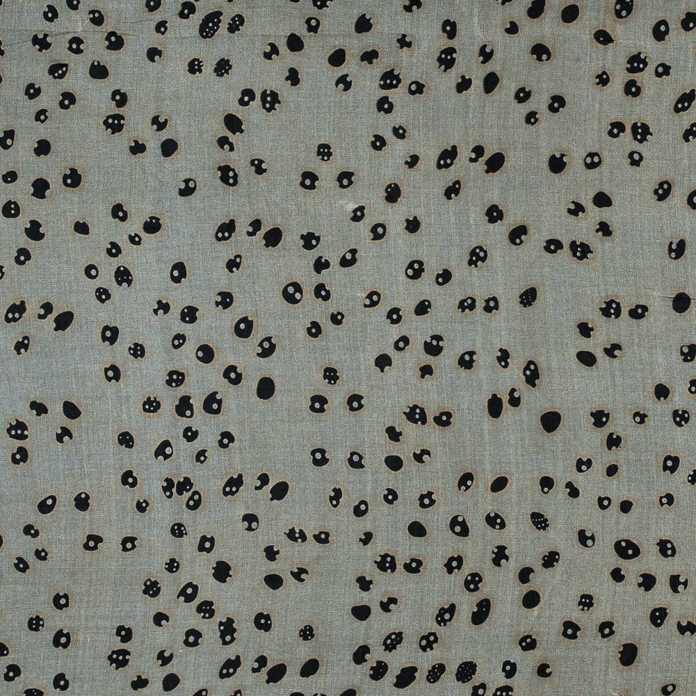 Beige and Black Spotted Silk Organza